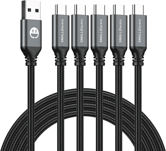 USB Type-C to USB 2.0 Cable 5-Pack - 6ft Fast Charging