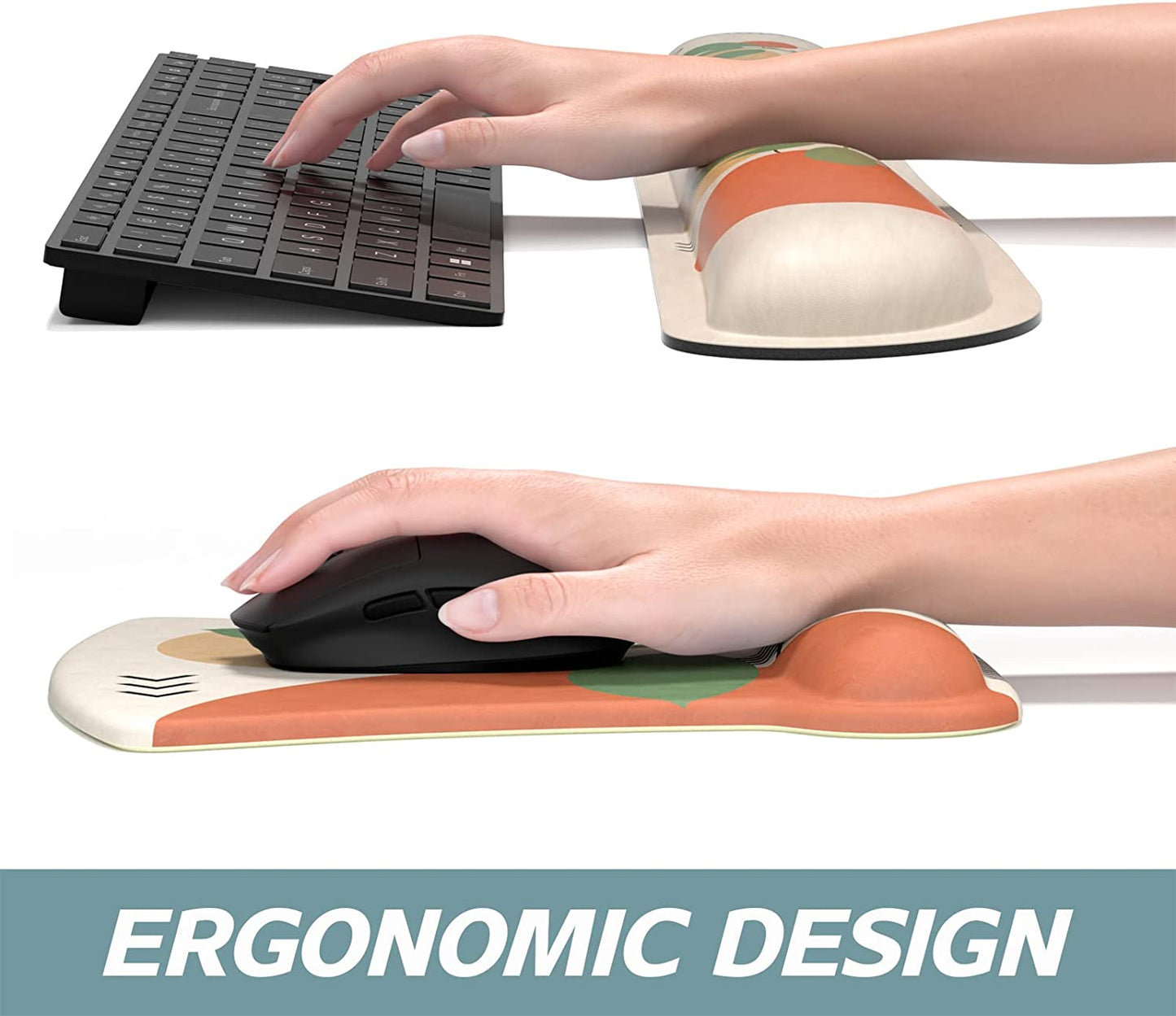 Ergonomic Memory Foam Mouse Pad with Wrist Support - Non-Slip Design for Pain Relief in Gaming & Office Use - Modern Abstract Style