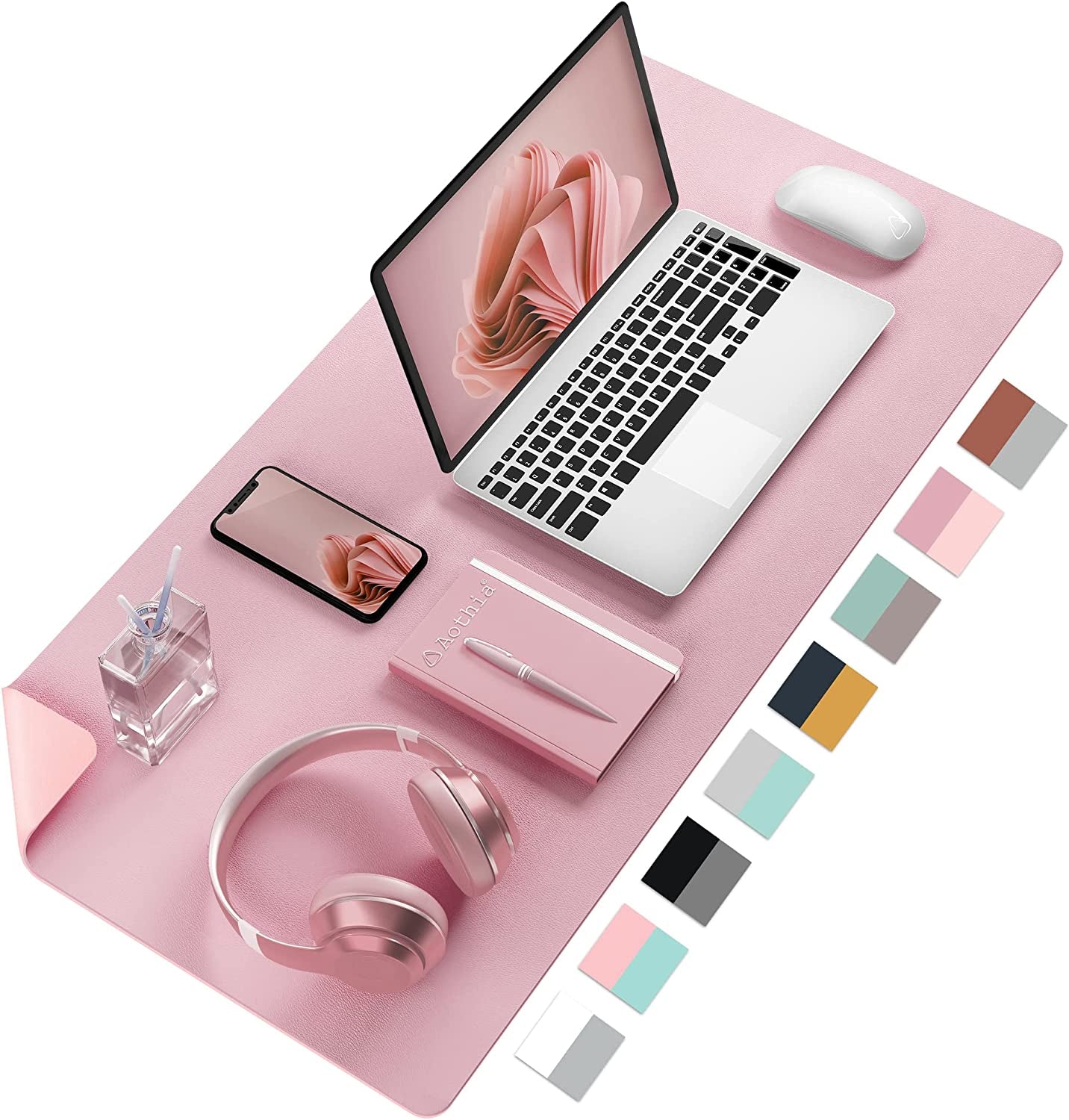 Large Dual-Sided Desk Mat - Stylish Waterproof PU Leather Protector Pad for Office & Home, Smooth Surface Mouse Pad (Purple, 31.5" x 15.7")