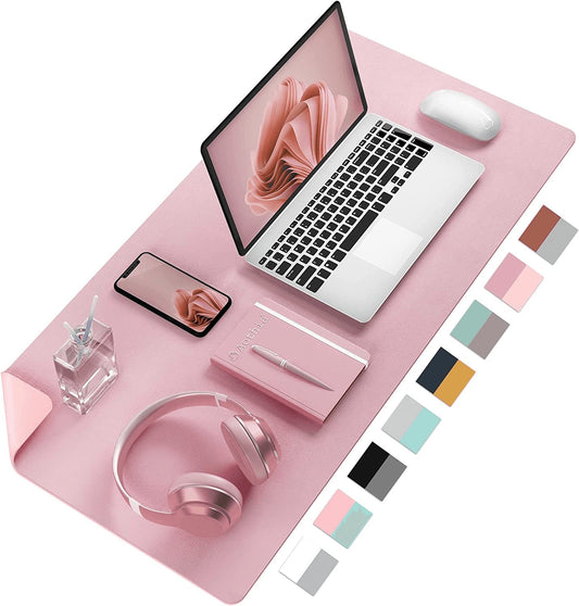 Large Dual-Sided Desk Mat - Stylish Waterproof PU Leather Protector Pad for Office & Home, Smooth Surface Mouse Pad (Purple, 31.5" x 15.7")