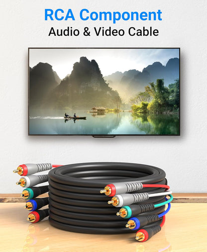 Component Video Cable with Audio (6FT, RCA- 5 Cable, Supports 1080I) - Compatible with DVD Players, VCR, Camcorder, Projector
