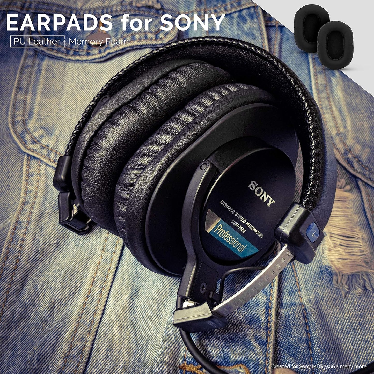 Premium Replacement Earpads for Sony MDR 7506 Headphones – Luxurious Vegan Leather and Memory Foam for Enhanced Comfort, Compatible with Steelseries Arctis, ATH-M50X, and More
