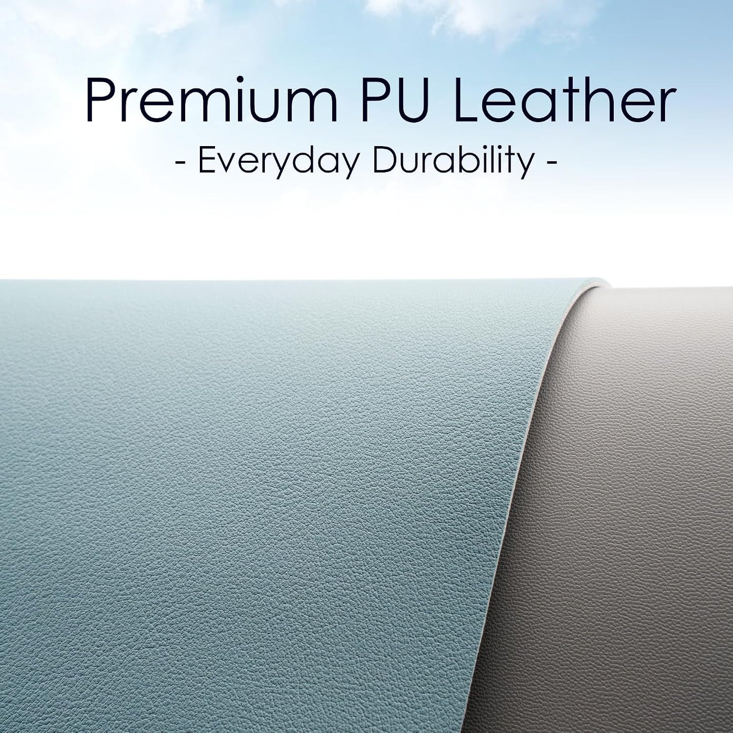 Premium Leather Desk Pad Protector - Stylish Waterproof Mouse Pad & Office Desk Cover (Light Blue/Silver) 23.7"x13.8" - Perfect for Home, Work, and Cubicles