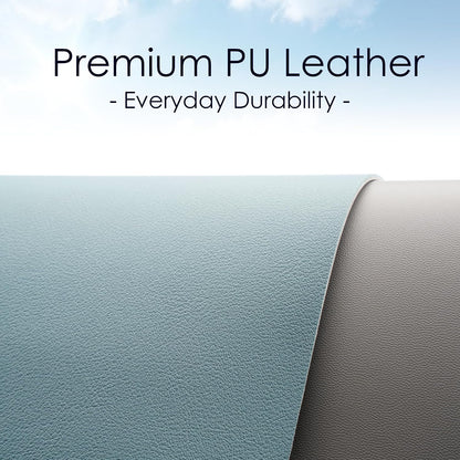 Premium Leather Desk Pad Protector - Stylish Waterproof Mouse Pad & Office Desk Cover (Light Blue/Silver) 23.7"x13.8" - Perfect for Home, Work, and Cubicles