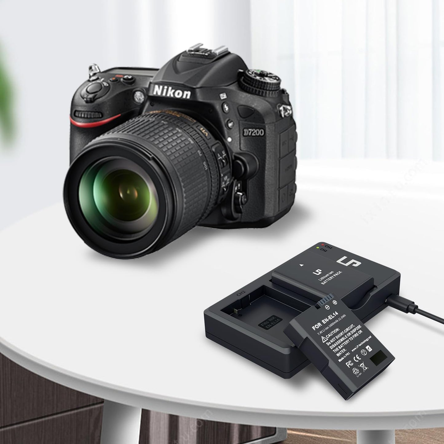 EN-EL14 Dual Slot Battery Charger Pack with 2 x 1600mAh Batteries - Compatible with Nikon D3100 D3200 D3300 D3400 D3500 D5100 D5200 D5300 D5500 D5600 DF P7000 P7100 P7700 P7800