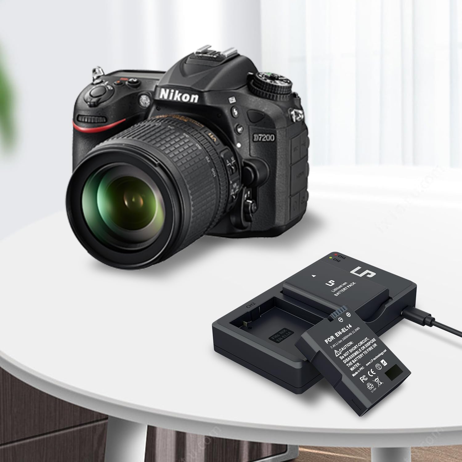 EN-EL14 Dual Slot Battery Charger Pack with 2 x 1600mAh Batteries - Compatible with Nikon D3100 D3200 D3300 D3400 D3500 D5100 D5200 D5300 D5500 D5600 DF P7000 P7100 P7700 P7800