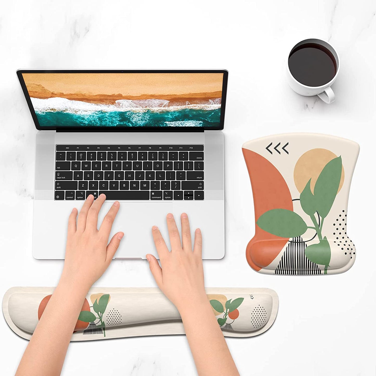 Ergonomic Memory Foam Mouse Pad with Wrist Support - Non-Slip Design for Pain Relief in Gaming & Office Use - Modern Abstract Style