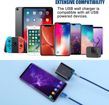 3-Pack Dual USB Wall Charger - 30W Adaptive Fast Charging Block for iPhone 13/12/11, Galaxy S10/S9/Note 9/10, Pixel - Quick Charge 3.0 & 5V 2.4A (Black)
