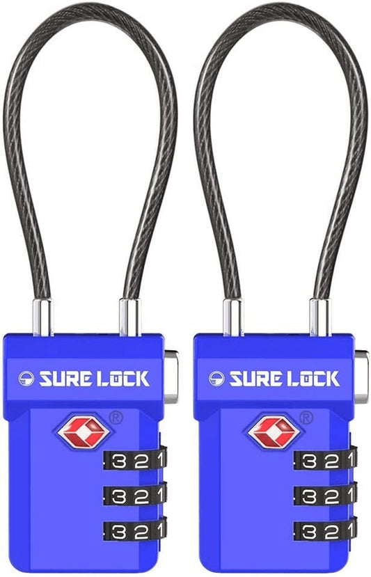 TSA Approved Luggage Locks with Open Alert Indicator, 3 Digit Combination Cable Travel Lock for Suitcase, Backpack, Gym Locker, Toolbox, Carry on & Travel Bag