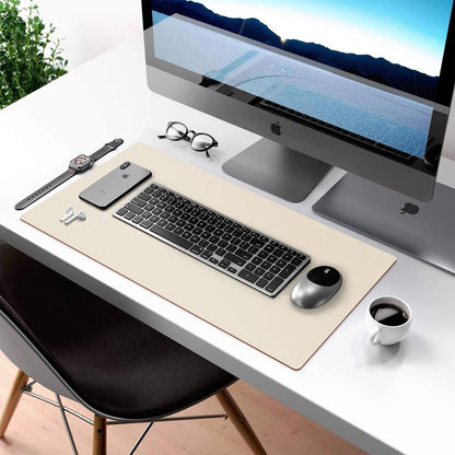 Double-Sided PU Leather Desk Pad - Stylish & Functional Non-Slip Mouse Pad & Desk Mat for Home or Office - Waterproof, Easy to Clean, Durable (31.5" X 15.7", Beige)