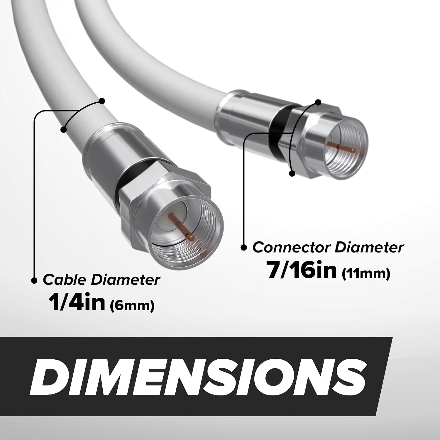 CIMPLE CO 35 FT RG6 Coaxial Cable - Dual Shielded Indoor/Outdoor for TVs, Antennas, Internet & Audio/Video - Reliable White Coax Wire