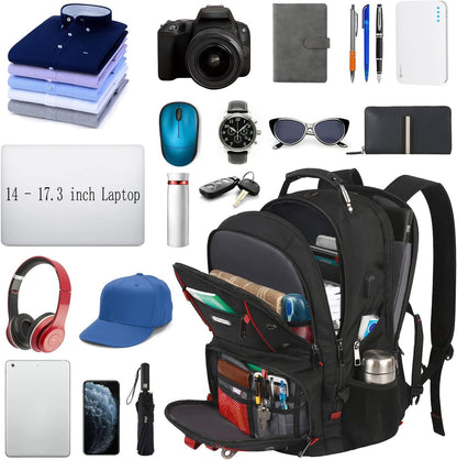Extra Large Travel Laptop Backpack for Men - 17.3 Inch with USB Charging Port, TSA-Friendly Design, RFID Anti-Theft Pocket, and Durable Heavy-Duty Construction for College Use