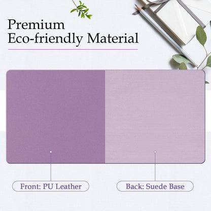 Premium PU Leather Desk Pad - Large 24” x 14” Waterproof Blotter with Suede Base, Multi-Color Non-Slip Mouse Pad (Violet)