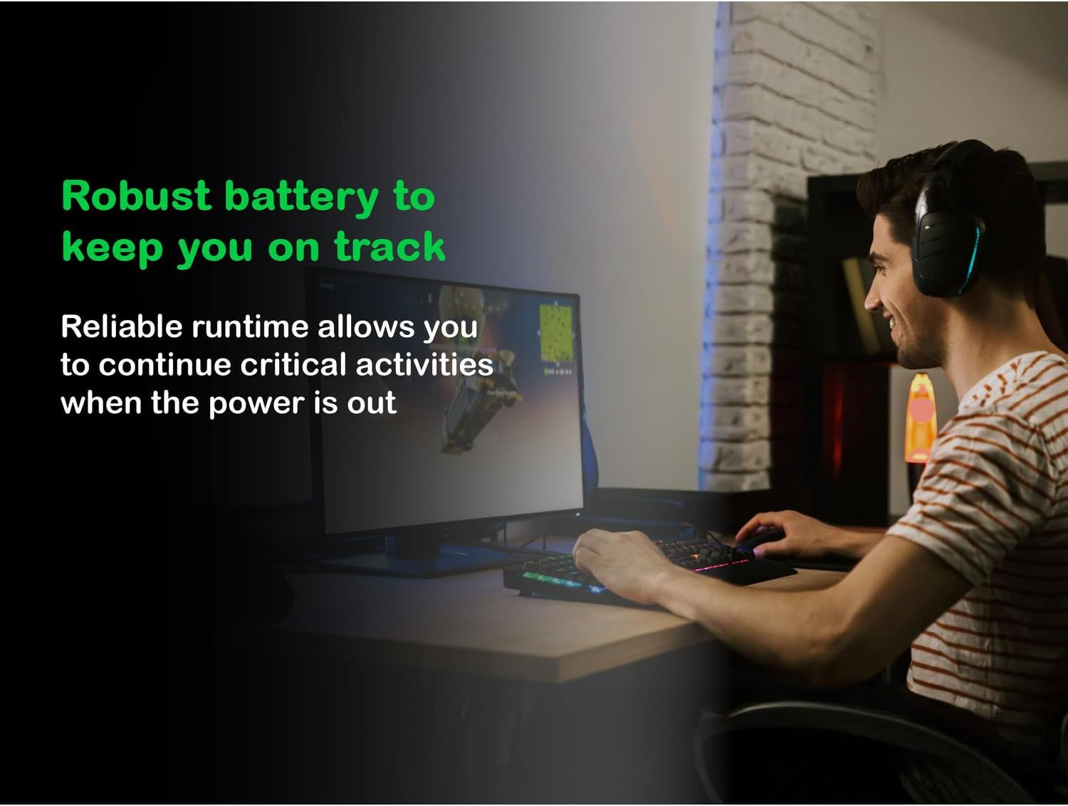 850VA Pro UPS Battery Backup - 8 Outlets, LCD Display, AVR & Surge Protection for Home Offices - 29-Minute Runtime for PCs & Workstations