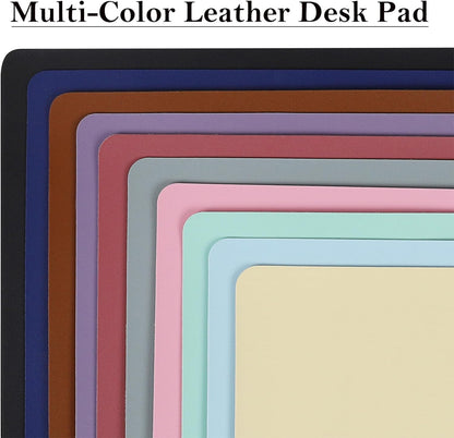 Premium PU Leather Desk Pad - Large 24” x 14” Waterproof Blotter with Suede Base, Multi-Color Non-Slip Mouse Pad (Violet)