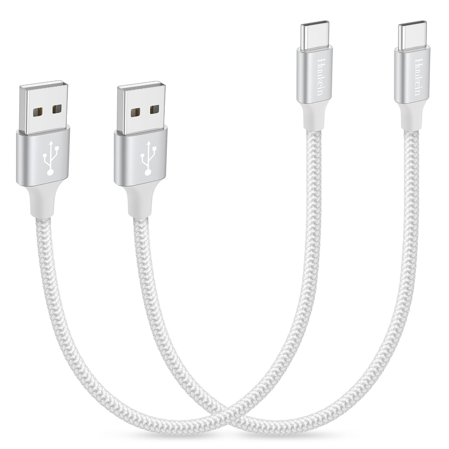 1Ft Short USB C Cable 2-Pack - Fast Charging USB A to USB C CarPlay Cable for iPhone 17, 16, 15 Pro Max Plus - Compact White Car Charger Cord