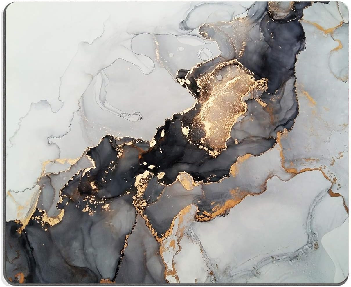 Elegant White Gold Marble Mouse Pad - Custom Non-Slip Rubber Base for Gaming & Office Use, 9.5" x 7.9" x 0.12