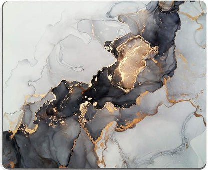 Elegant White Gold Marble Mouse Pad - Custom Non-Slip Rubber Base for Gaming & Office Use, 9.5" x 7.9" x 0.12