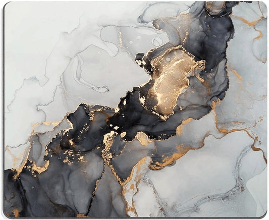 Elegant White Gold Marble Mouse Pad - Custom Non-Slip Rubber Base for Gaming & Office Use, 9.5" x 7.9" x 0.12