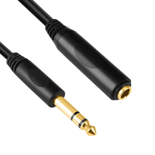 10ft Gold Plated 1/4" TRS Male to Female Headphone Guitar Extension Cable - Premium Stereo Audio Cord