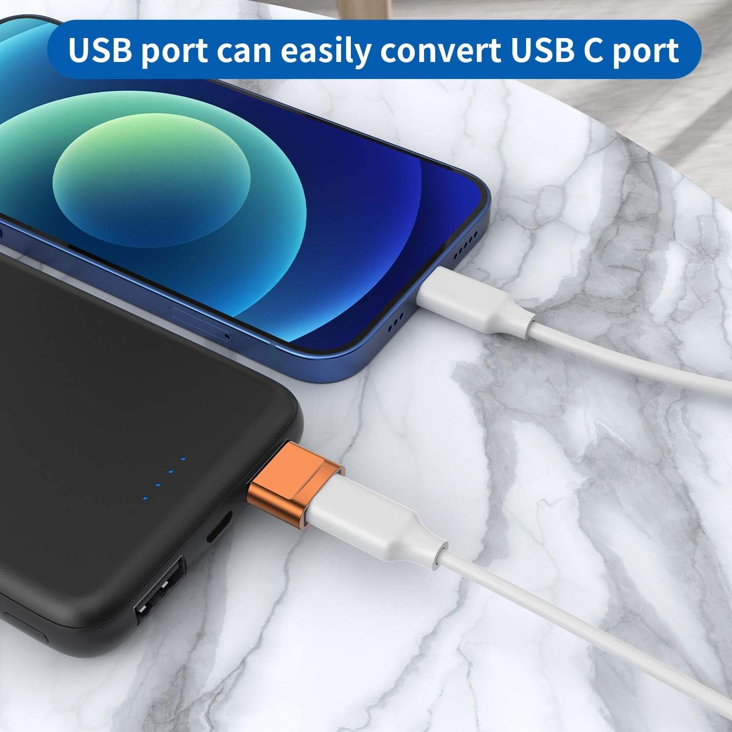 USB C Female to USB Male Adapter (4-Pack) - Versatile Type C to USB A Charger Cable for iPhone 11-15, Samsung Galaxy, iPad, AirPods & Google Pixel