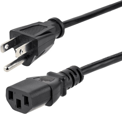 25Ft UL Listed Black Computer Power Cord - NEMA 5-15P to C13, 10A 125V, 18AWG - Ideal for Printers, PCs, and Monitors - Startech PXT10125