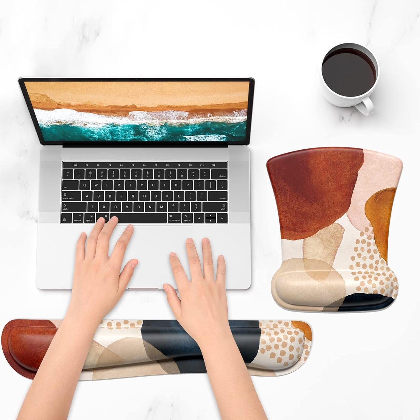 Ergonomic Memory Foam Mouse Pad with Wrist Support - Non-Slip Design for Gaming & Office Use - Abstract Art Style for Ultimate Comfort