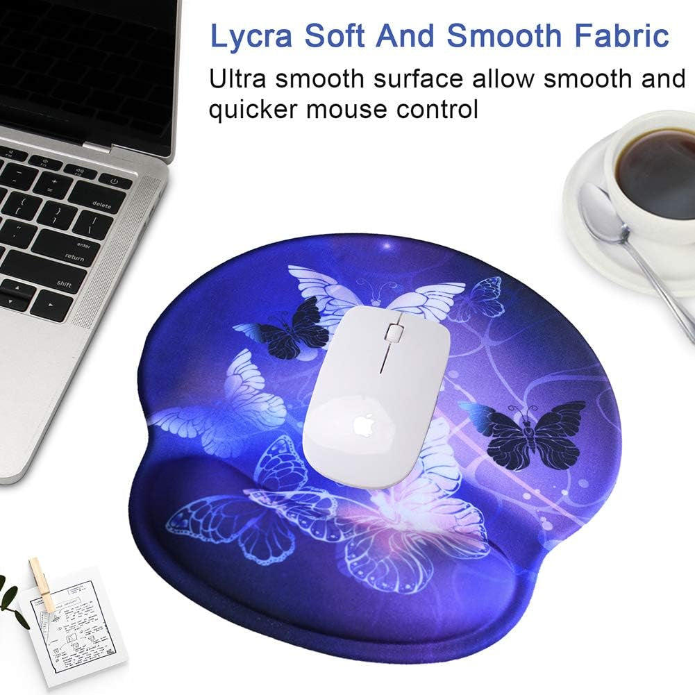 Ergonomic Butterfly Mouse Pad with Gel Wrist Support - Non-Slip, Comfortable & Durable for Home Office Efficiency and Pain Relief