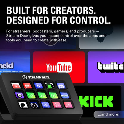 Stream Deck MK.2 - Ultimate Studio Controller with 15 Customizable Macro Keys for OBS, Twitch, YouTube & More - Compatible with Mac & PC