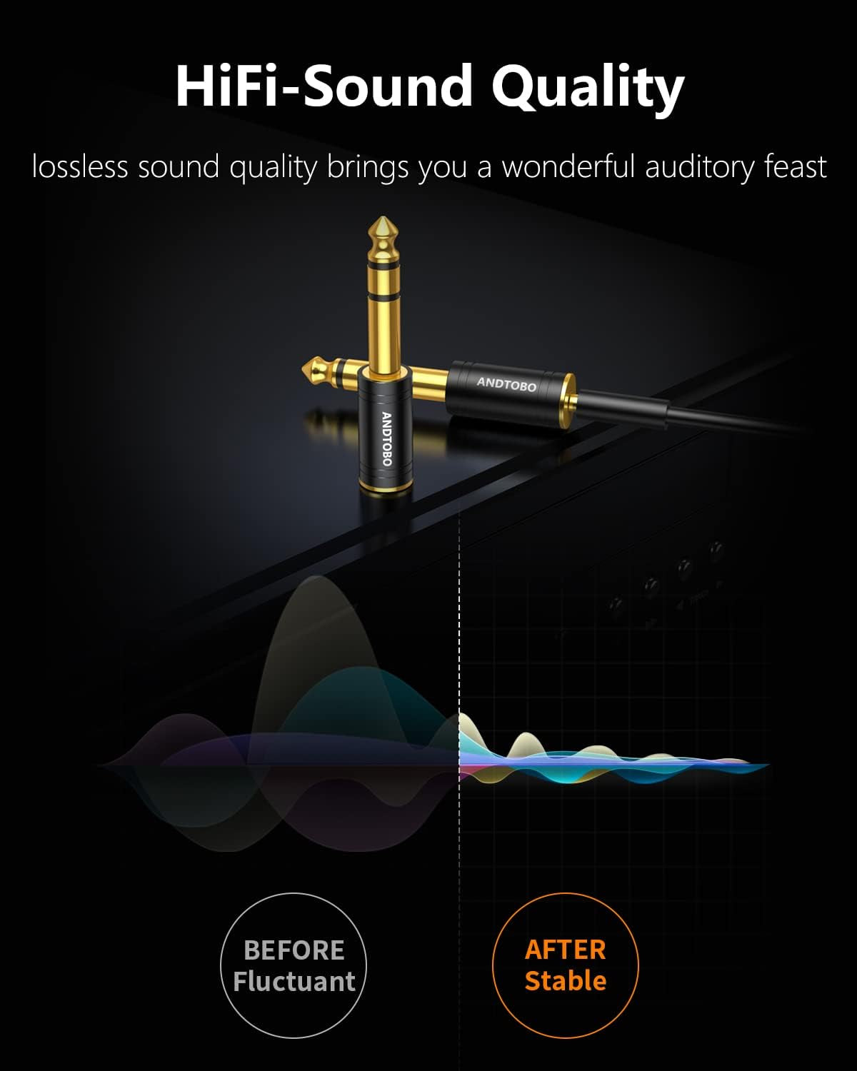 Premium 1/4 Inch Male to 3.5mm Female Stereo Audio Jack Adapter - Pure Copper, 2 Pack - Ideal for Headphones and Amplifiers