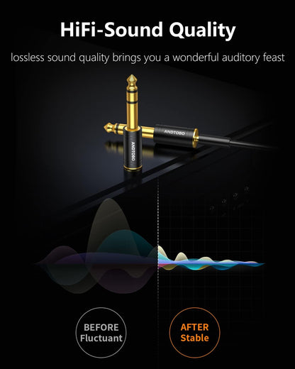 Premium 1/4 Inch Male to 3.5mm Female Stereo Audio Jack Adapter - Pure Copper, 2 Pack - Ideal for Headphones and Amplifiers