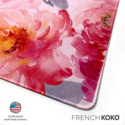 Large Floral Mouse Pad - 15" X 30" Non-Slip Waterproof Desk Mat for Aesthetic Workstations