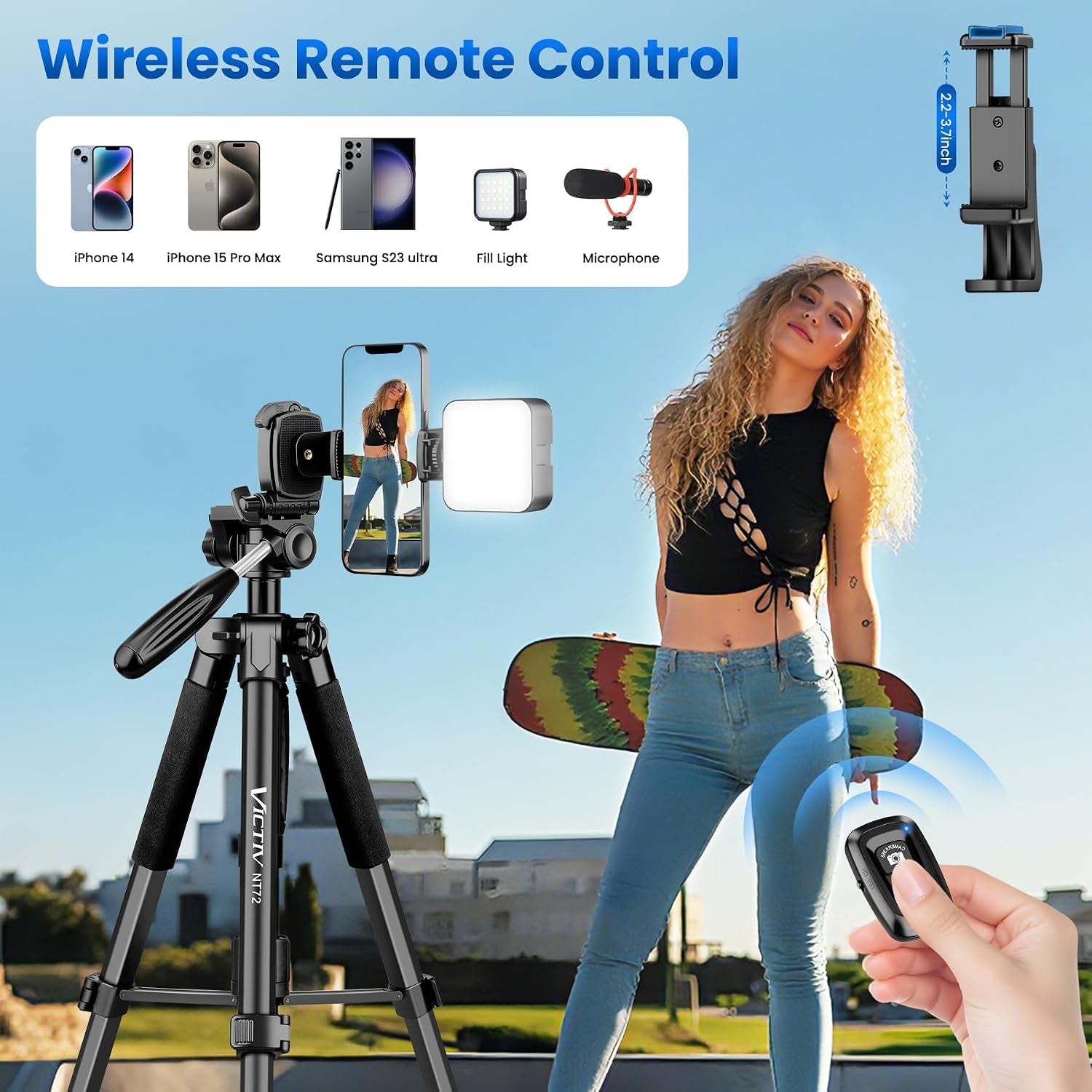 Tripod for Camera and Phone, 72" Tall Camera Tripod Monopod with Remote, Professional Heavy Duty Compact Camera Stand for Iphone, DSLR, Spotting Scope, Telescope, Binocular