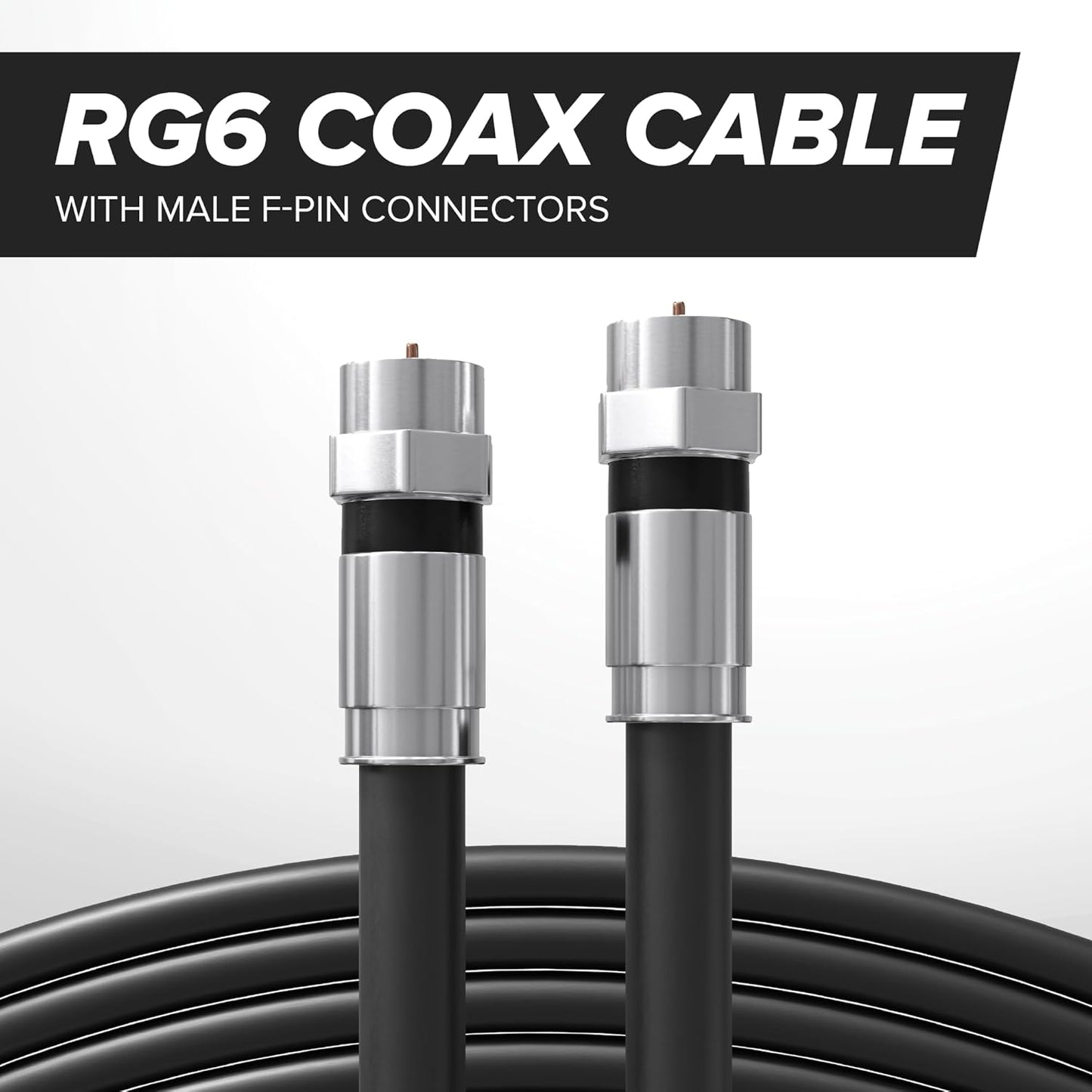 CIMPLE CO 20FT RG6 Coaxial Cable - Dual Shielded Indoor/Outdoor Coax Cable for TVs, Antennas, Internet & Audio/Video - Black