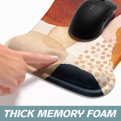 Ergonomic Memory Foam Mouse Pad with Wrist Support - Non-Slip Design for Gaming & Office Use - Abstract Art Style for Ultimate Comfort