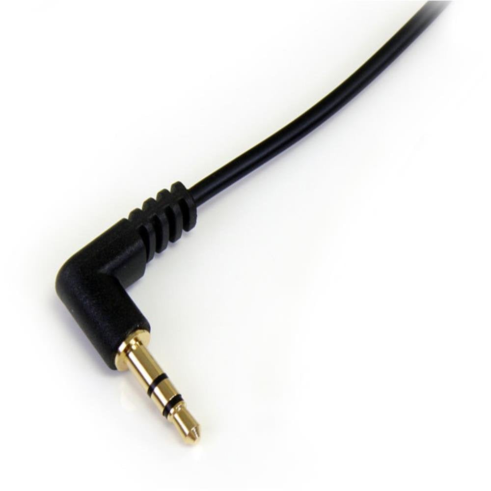 Startech 1-Foot Right Angle 3.5mm Audio Cable - Slim Male to Male Aux Cable in Black