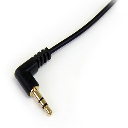 Startech 1-Foot Right Angle 3.5mm Audio Cable - Slim Male to Male Aux Cable in Black