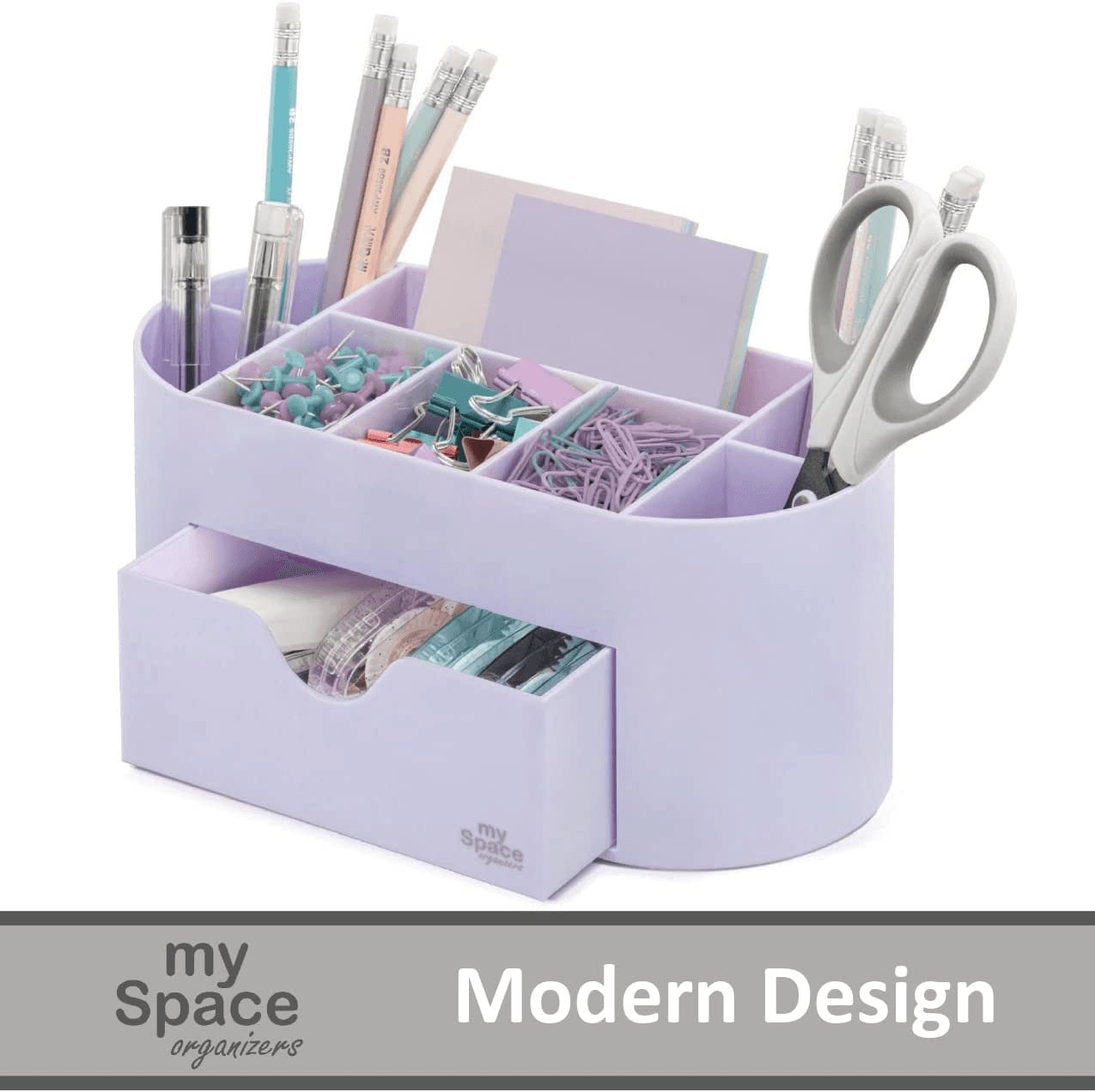Chic Lavender Desk Organizer - Stylish Storage Solution for Office Supplies & Accessories - Elegant White & Lavender Pen Holder for Home, College, or School
