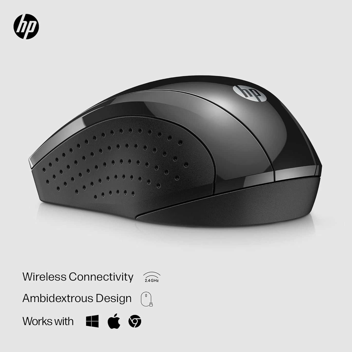 HP X3000 G3 Wireless Mouse - Black, 15-Month Battery, Side Grips for Control, Travel-Friendly, Blue LED, Powerful 1600 DPI Optical Sensor, Compatible with Wins Pc/Laptop, Mac, Chromebook (683N7AA)