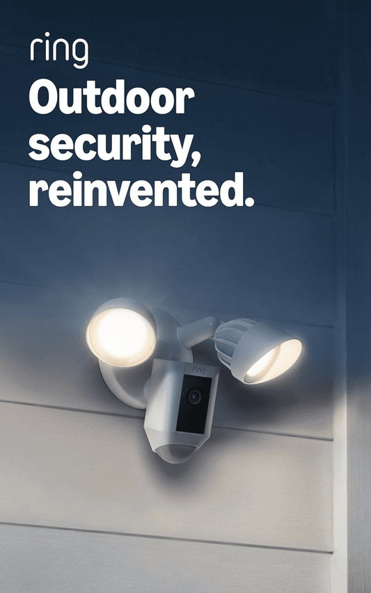 Floodlight Cam Wired Plus, Outdoor Home or Business Security with Motion-Activated 1080P HD Video and Floodlights, White