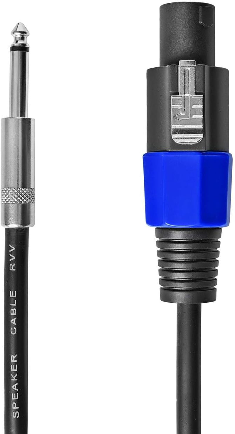 Premium 2-Pack 6ft Speakon to 1/4" Speaker Cables - 10ft Heavy-Duty 12 Gauge Audio Amplifier Connection with Twist Lock