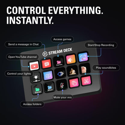Stream Deck MK.2 - Ultimate Studio Controller with 15 Customizable Macro Keys for OBS, Twitch, YouTube & More - Compatible with Mac & PC