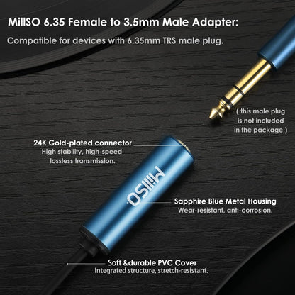 1/4 to 3.5mm Headphone Adapter - 12 Inch Stereo Audio Converter for Amplifiers, Guitars, Pianos & More - Perfect for Phones, Laptops & Headphones