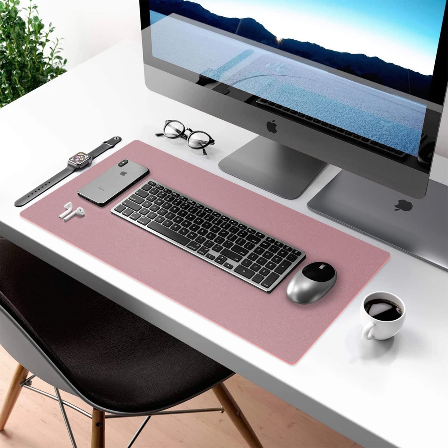 Large Dual-Sided Desk Mat - Stylish Waterproof PU Leather Protector Pad for Office & Home, Smooth Surface Mouse Pad (Purple, 31.5" x 15.7")