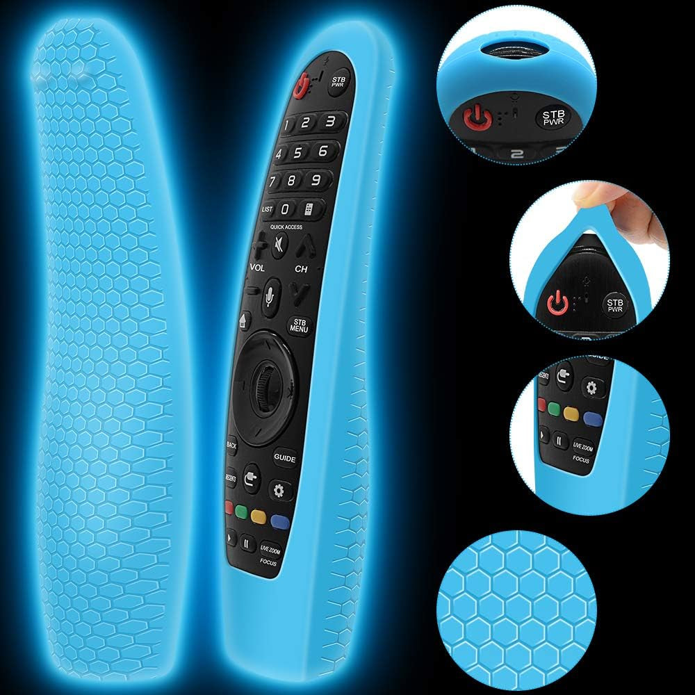 Remote Silicone Case Compatible with LG AN-MR19BA Smart TV Magic Remote Control, Shockproof Protective Cover for LG Smart TV Remote AN-MR18BA/AN-MR650/AN-MR600 (Glow Blue)