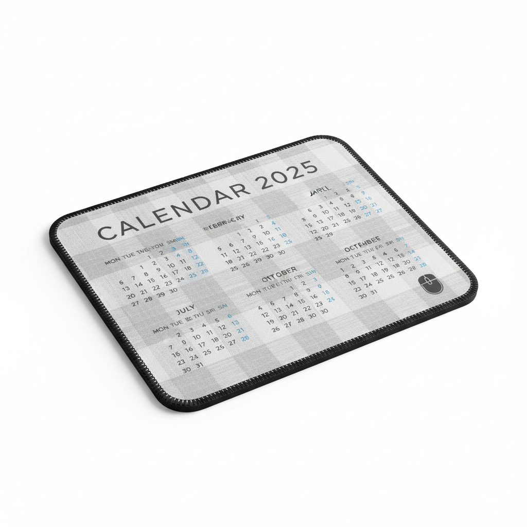 Premium Non-Slip Mouse Pad with 2025 Calendar Design