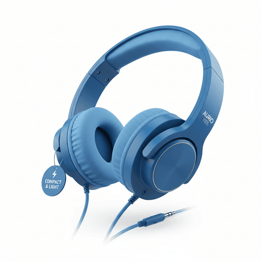 M1 Kids Foldable On-Ear Headphones in Blue